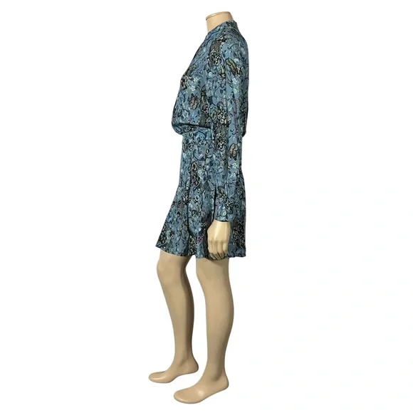 NWT Zadig & Voltaire Refla bohemian Patch Oxford blue printed Dress - Picture 4 of 15
